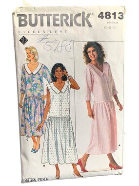 Butterick 4813 Eileen West Misses Dress Sewing Pattern Size 6-8-10 Uncut 80s